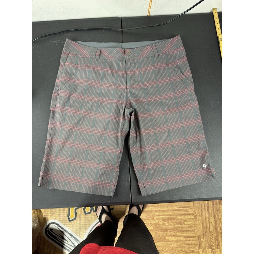 Columbia Omni-Shade Sport Shorts‎ Golf Swim Hiking 36 x 14 Gray/pink plaid